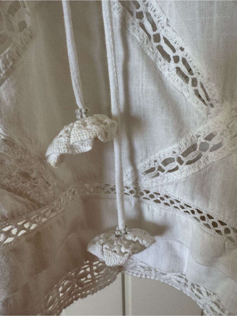 Anthropologie White eyelet crochet cotton bohemian tops sz s - Picture 4 of 6